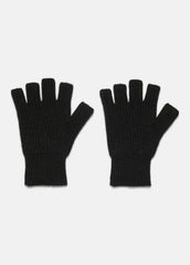 Plush Cashmere Rib-Knit Fingerless Glove in Gloves - BLACK