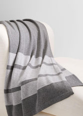 Cashmere Jersey Stripe Throw in Pillows & Blankets - MEDIUM HEATHER GREY