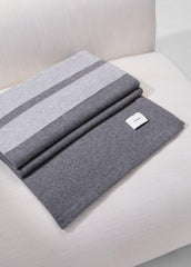 Cashmere Jersey Stripe Throw in Pillows & Blankets - MEDIUM HEATHER GREY