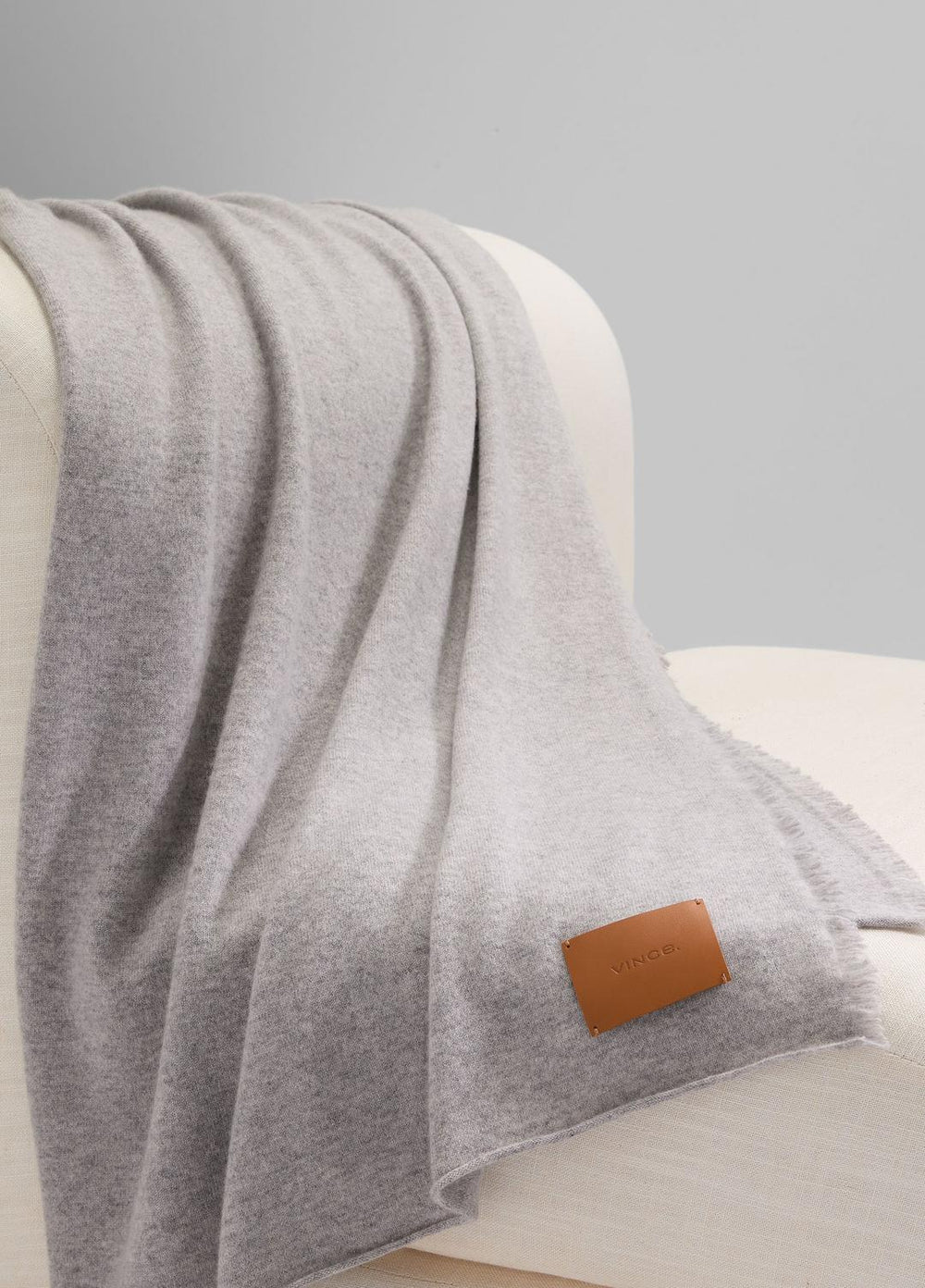Cashmere Reverse Jersey Throw in Pillows & Blankets - HEATHER GREY