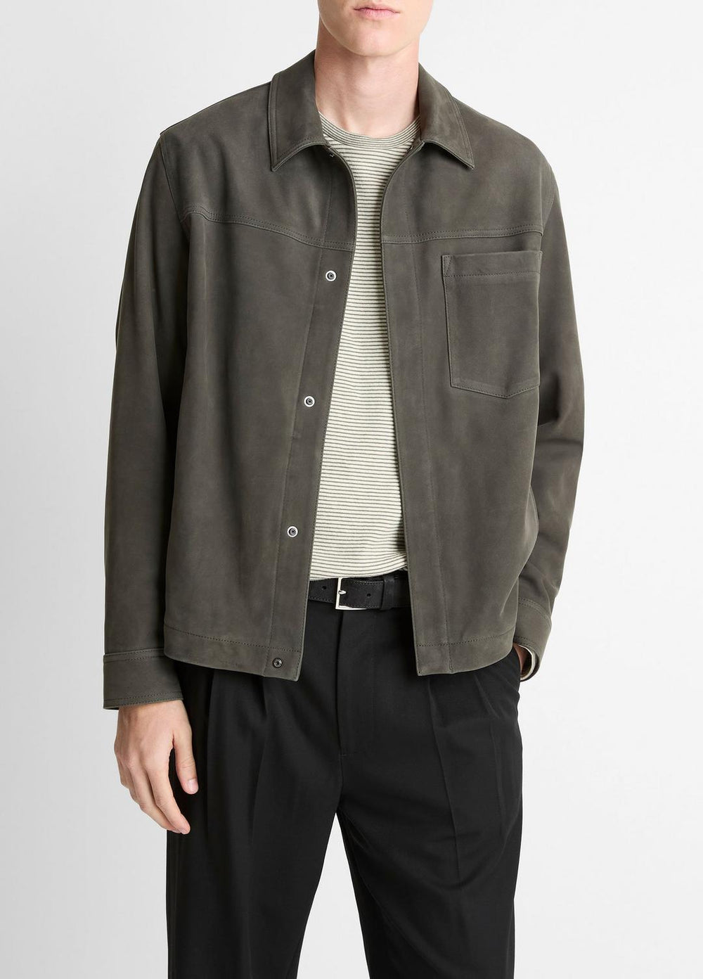 Nubuck Leather Trucker Jacket in Leather Jackets - SYCAMORE