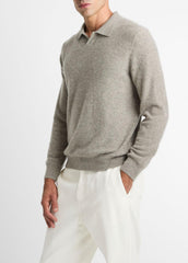 Plush Cashmere Johnny-Collar Polo in Cashmere - HEATHER MOUSE