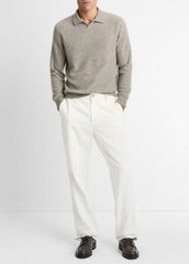 Plush Cashmere Johnny-Collar Polo in Cashmere - HEATHER MOUSE