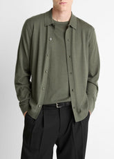 Featherweight Merino Wool-Cashmere Sweater Shirt in Long Sleeve - SYCAMORE