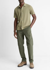 Jacquard-Knit Cotton Short-Sleeve Button-Front Shirt in Short Sleeve - SAGE/SYCAMORE