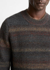 Space-Dye Shaker Wool-Blend Sweater in Crew Neck - HEATHER BLACK COMBO