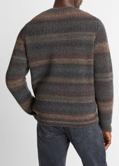 Space-Dye Shaker Wool-Blend Sweater in Crew Neck - HEATHER BLACK COMBO