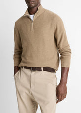 Geo-Jacquard Wool-Blend Quarter-Zip Sweater in Crew Neck - TETON/RIVER SAND