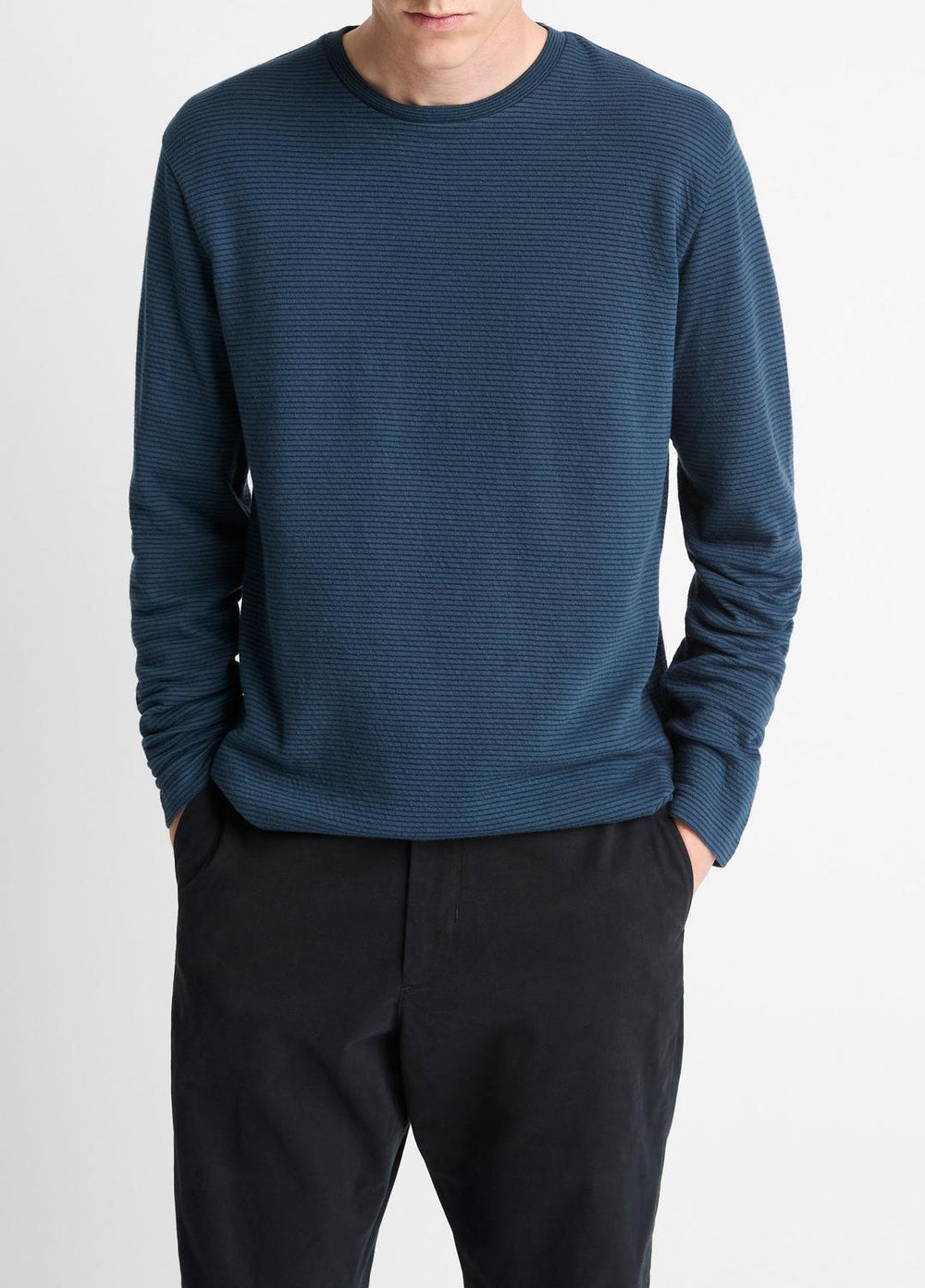 Striped Double-Knit Pima Cotton Long-Sleeve T-Shirt in Long Sleeve - CLEAR LAKE/RAPIDS