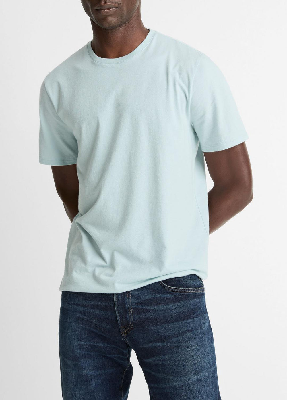 Pima Cotton Crew Neck T-Shirt in Short Sleeve - DARK CASCADE