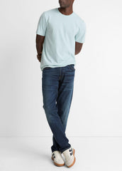 Pima Cotton Crew Neck T-Shirt in Short Sleeve - DARK CASCADE