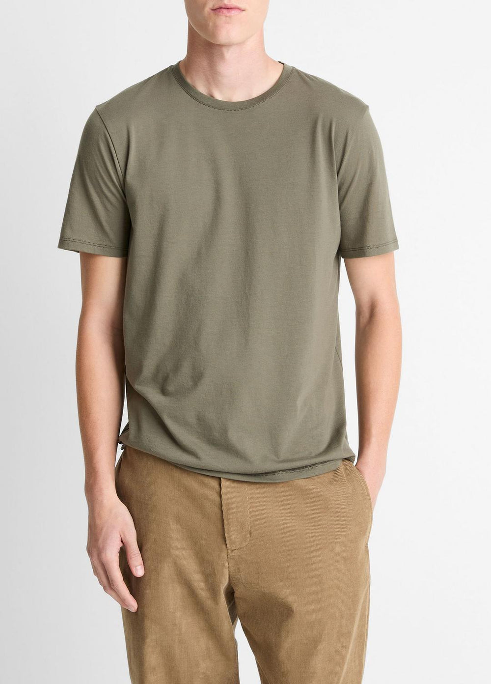 Pima Cotton Crew Neck T-Shirt in Short Sleeve - SYCAMORE