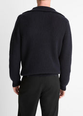 Heirloom Shaker Wool-Cashmere Quarter-Zip Sweater in Quarter Zip - COASTAL BLUE