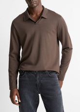 Milano Pima Cotton-Blend Johnny-Collar Shirt in Long Sleeve - MISSION