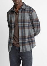 Plaid Cotton-Blend Shirt Jacket in Shirt Jackets - MEDIUM HEATHER GREY COMBO