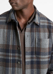 Plaid Cotton-Blend Shirt Jacket in Shirt Jackets - MEDIUM HEATHER GREY COMBO