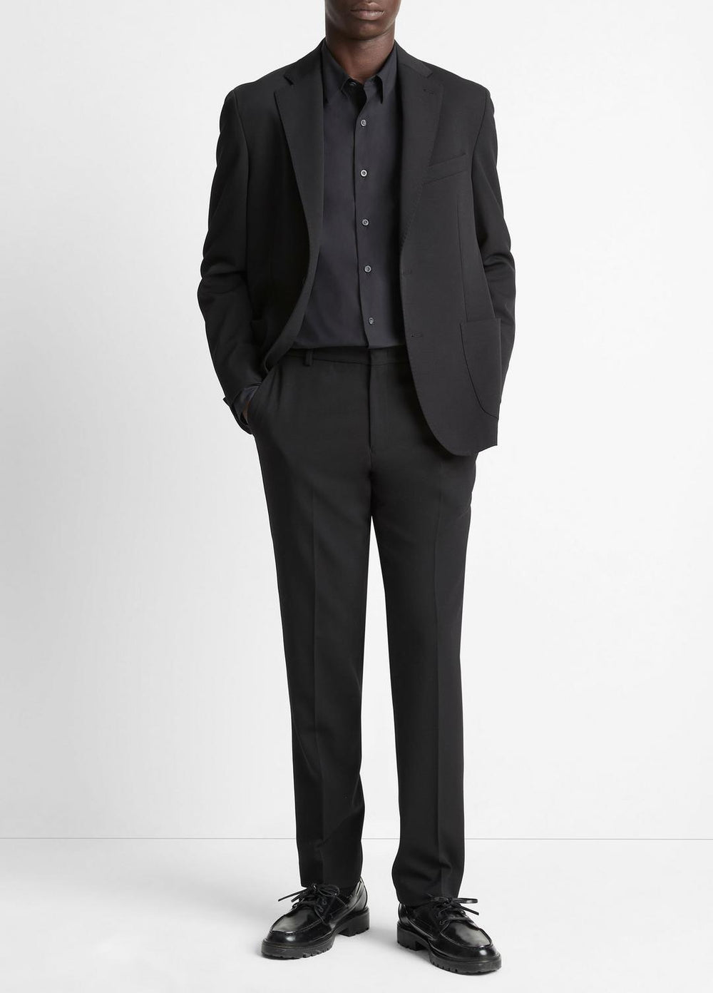 Stretch-Wool Classic Pant in Trousers - BLACK
