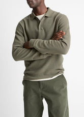 Basket-Weave Cotton Long-Sleeve Polo Shirt in Henleys & Polos - SYCAMORE