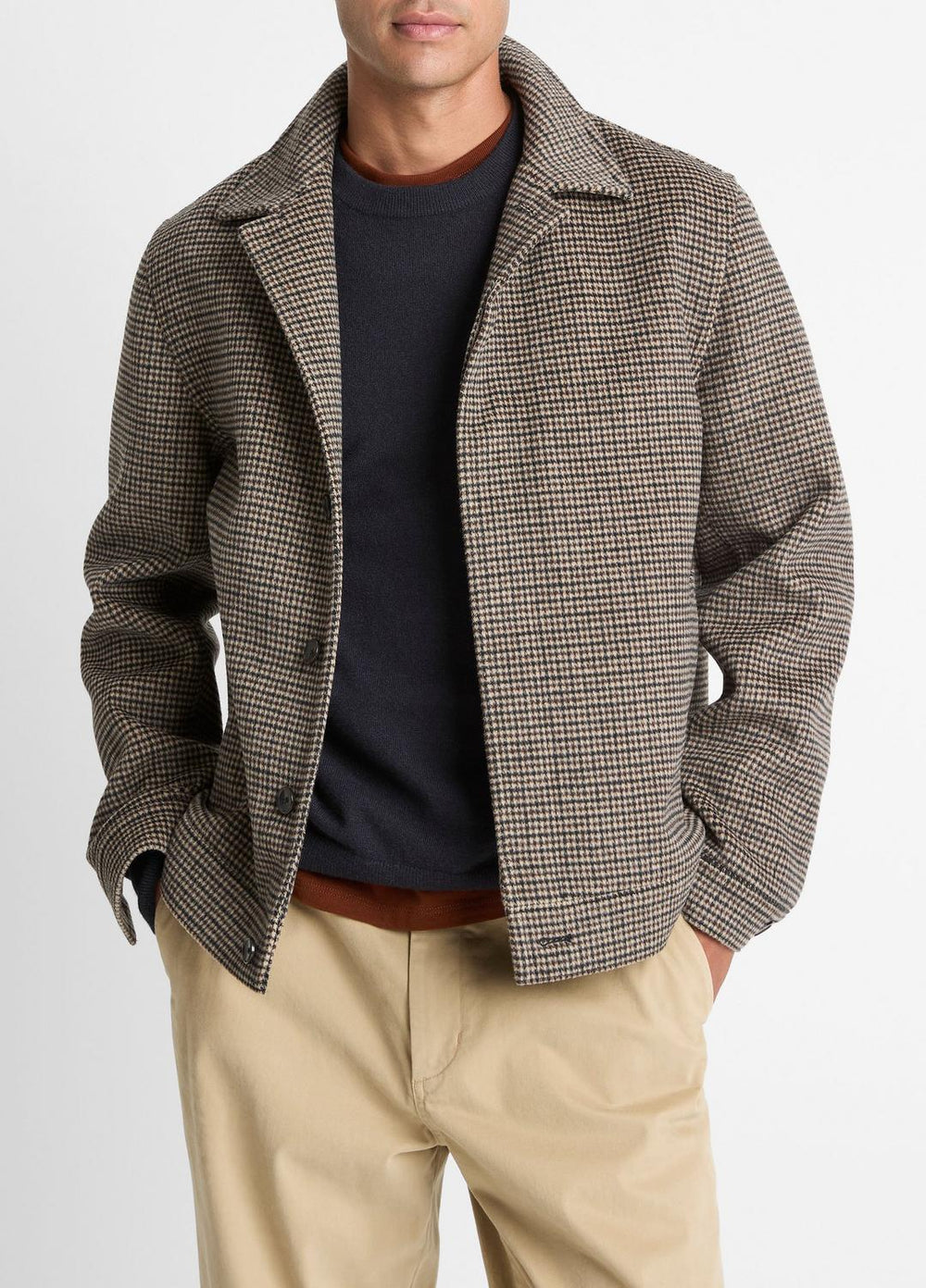 Houndstooth Bomber Jacket in Jackets - DARK ROAST COMBO