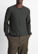 Geo-Jacquard Wool-Blend Crew Neck Sweater in Crew Neck - DRIVER GREEN/COASTAL BLUE