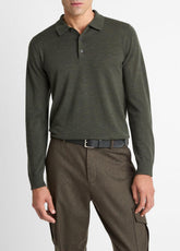 Wool Polo Sweater in Sweaters - DARK LEAF