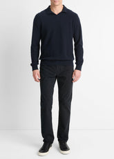 Plush Cashmere Johnny-Collar Polo in Sweaters - COASTAL BLUE
