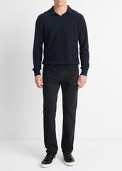 Plush Cashmere Johnny-Collar Polo in Sweaters - COASTAL BLUE