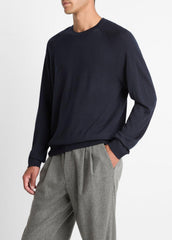 Featherweight Wool-Cashmere Crew Neck Sweater in Crew Neck - COASTAL BLUE