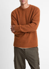 Donegal Cashmere Raglan-Sleeve Sweater in Crew Neck - DARK BURNT ORANGE