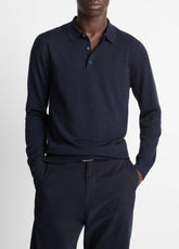Wool Polo Sweater in Sweaters - COASTAL BLUE