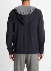 Cashmere Zip-Front Hoodie in Cashmere - COASTAL BLUE/MEDIUM HEATHER GREY