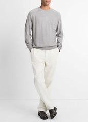 Featherweight Wool-Cashmere Crew Neck Sweater in Crew Neck - HEATHER GREY
