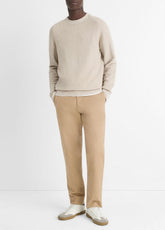 Geo-Jacquard Wool-Blend Crew Neck Sweater in Crew Neck - BRITISH KHAKI/CLASSIC CREAM