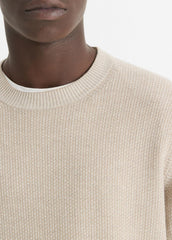 Geo-Jacquard Wool-Blend Crew Neck Sweater in Crew Neck - BRITISH KHAKI/CLASSIC CREAM