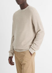 Geo-Jacquard Wool-Blend Crew Neck Sweater in Crew Neck - BRITISH KHAKI/CLASSIC CREAM