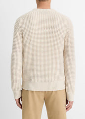 Macro-Waffle Crew Neck Sweater in Crew Neck - PEBBLE WHITE