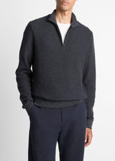 Geo-Jacquard Wool-Blend Quarter-Zip Sweater in Quarter Zip - COASTAL BLUE/MEDIUM HEATHER GREY