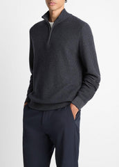 Geo-Jacquard Wool-Blend Quarter-Zip Sweater in Quarter Zip - COASTAL BLUE/MEDIUM HEATHER GREY