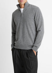 Cashmere Quarter-Zip Sweater in Quarter Zip - MEDIUM HEATHER GREY
