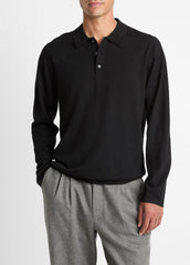 Wool Polo Sweater in Sweaters - BLACK