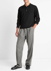 Wool Polo Sweater in Sweaters - BLACK