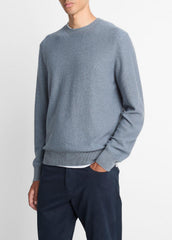 Geo-Jacquard Wool-Blend Crew Neck Sweater in Crew Neck - PARLOR BLUE/MEDIUM HEATHER GREY