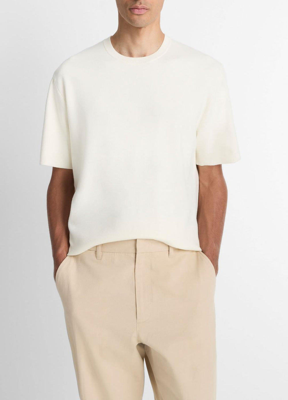 Milano Short-Sleeve Crew Neck Sweater in Crew Neck - CLASSIC CREAM
