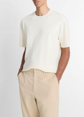 Milano Short-Sleeve Crew Neck Sweater in Crew Neck - CLASSIC CREAM