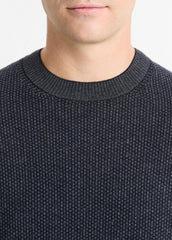 Geo-Jacquard Wool-Blend Crew Neck Sweater in Crew Neck - COASTAL BLUE/MEDIUM HEATHER GREY