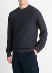 Geo-Jacquard Wool-Blend Crew Neck Sweater in Crew Neck - COASTAL BLUE/MEDIUM HEATHER GREY