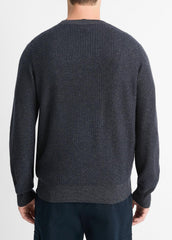 Geo-Jacquard Wool-Blend Crew Neck Sweater in Crew Neck - COASTAL BLUE/MEDIUM HEATHER GREY