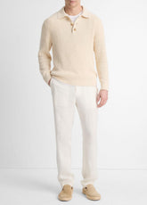 Shaker Italian Cotton-Blend Polo Sweater in Sweaters - BONE