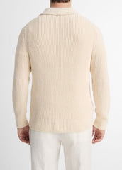 Shaker Italian Cotton-Blend Polo Sweater in Sweaters - BONE