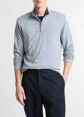 Double-Face Cotton-Blend Quarter-Zip Pullover in Quarter Zip - STEEL BLUE/STUDIO